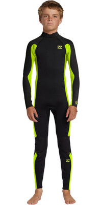 2024 Billabong Junior Foil 3/2mm Back Zip Wetsuit ABBW100141 - Fluro Lime